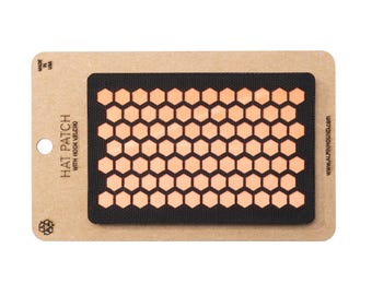 Honeycomb Tactical Hat Patch 2x3 inch Black and Reflective Orange