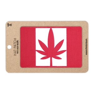 Pot Leaf Flag Tactical Hat Patch 2x3 inch Red and White