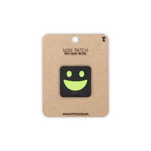 Smiley Face Tactical Patch Mini Black and Neon Green Square
