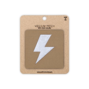 Medium Coyote and Reflective Silver Lightning Bolt Tactical Patch