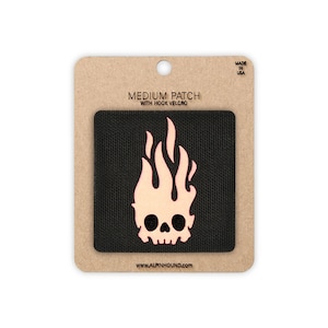 Flaming Skull Reflective Tactical Patch Medium 2X2