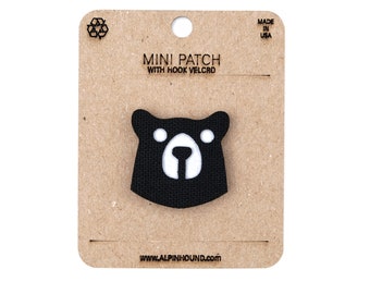 Mini Black and White Grizzly Bear Head Tactical Patch