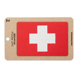 Écusson médical pour chapeaux tactiques, rouge et argent réfléchissant 2 x 3 pouces