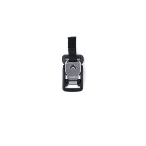 May include: Black Fidlock buckle with a black strap. The buckle has a silver metal plate with the word "FIDLOCK" printed on it.