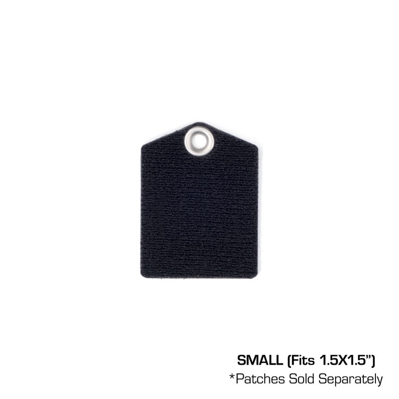 May include: Black hook and loop patch panel, small size, fits 1.5x1.5 inches. Patches sold separately.