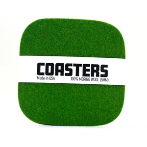 Squircle Merino Wool Felt Coaster Set– Olive Green – 5MM Thick
