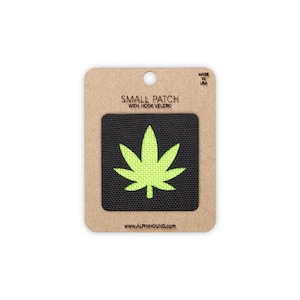 Marijuana Leaf Tactical Patch Small Black and Neon Green