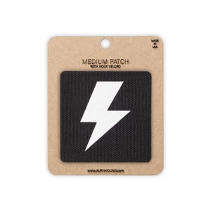 Lightning Bolt Tactical Patch Medium Black and Reflective Silver