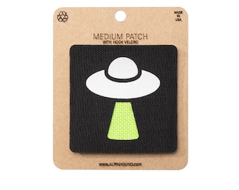 UFO Tactical Patch Medium Black and Reflective Silver