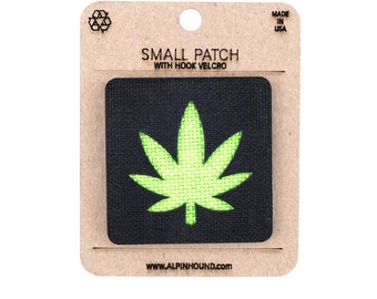 Small Black and Neon Green Marijuana Leaf Tactical Patch