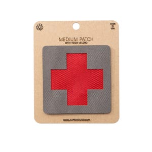 Medical Cross Tactical Patch Medium Wolf Gray and Red
