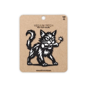 Bomb Cat HD Tactical Patch Black and White 2"