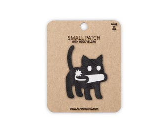 Bomb Cat Tactical Patch Black and White Small