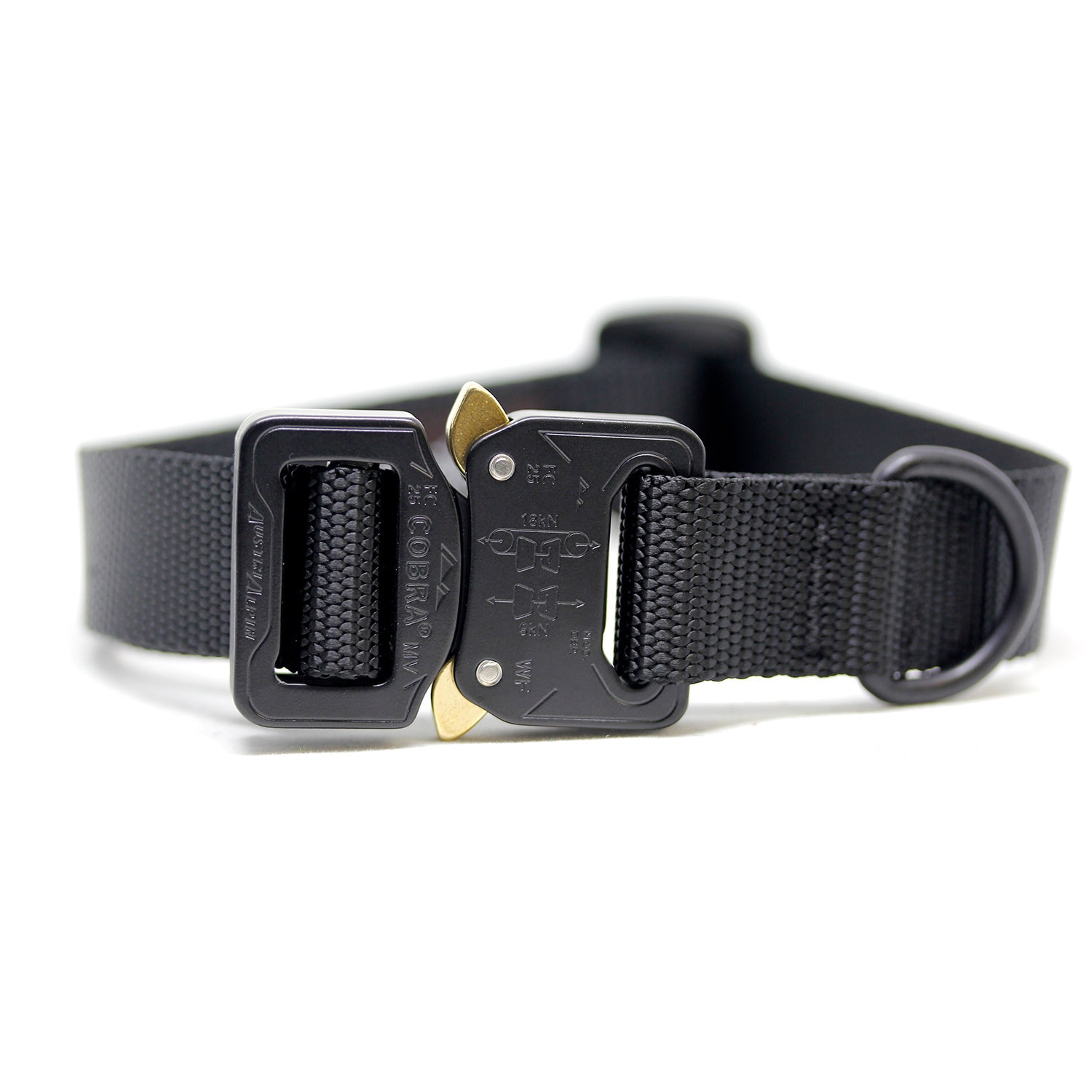 All Black Dog Collar With Aluminum Cobra® Quick Release Buckle