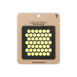 Patch tactique en nid d'abeille noir moyen et jaune réfléchissant