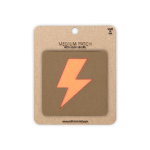 Medium Coyote and Reflective Orange Lightning Bolt Tactical Patch