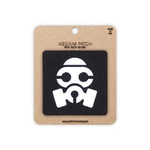 Gas Mask Tactical Patch Black and Reflective Silver
