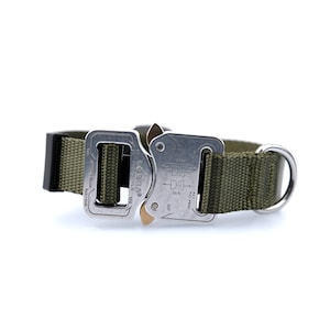 Dog collar with Polished Cobra Quick Release buckle, Olive Drab Nylon