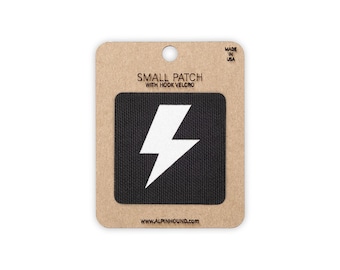 Lightning Bolt Tactical Patch Small Black and Reflective Silver