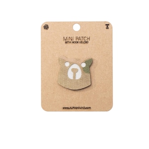 Grizzly Bear Head Tactical Patch Mini Multicam and White