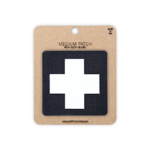 Medical Cross Tactical Patch Black and White Medium