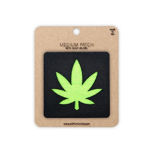 Medium Black and Neon Green Marijuana Tactical Patch