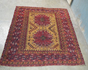 FREE SHIP5 X 5.5 Ft Antique Beautiful Patnus Gul Qunduz Turkoman RugFree Shipping