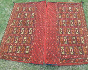 Antique Full Soumak Yamut Turkmenistan Pair of Jowal Cushions