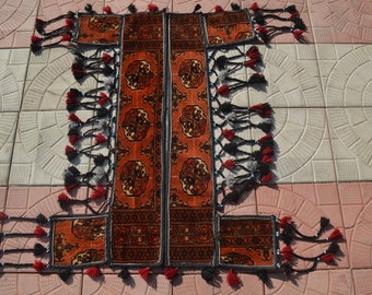 FREE SHIPStunning bokhara Fine Quality pair Of Jalar Wall Hanging Rug,Vinage Jalar,Beautiful Turkoman Bokhara Akhal Torba,Amazing Jalar