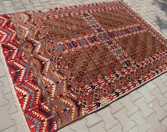 FREE SHIP5.5 X 7.8 Ft COLLECTORS' PIECE Stunning Hatchulu Purda Turkmenistan Natural Vegetable Dye Carpet