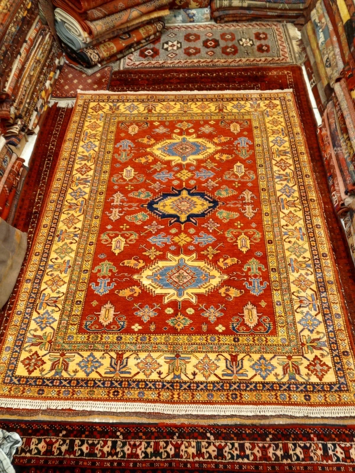 FREE SHIP6 X 8 Ft Stunning Kazak Pattern Natural Dye Self Washable