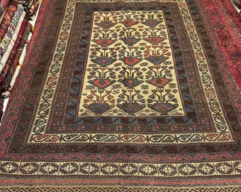 FREE SHIP Vintage Flower Guldan pattern Taimani Turkoman Area Size Soumak Kilim Rug