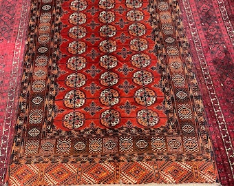 FREE Ship 4 X 6.5 COLLECTORS' ITEM Antique Turkmenistan Russian Turkoman Tekka Bokhara Rug,Antique Turkoman Bokhara Turkmenistan Carpet