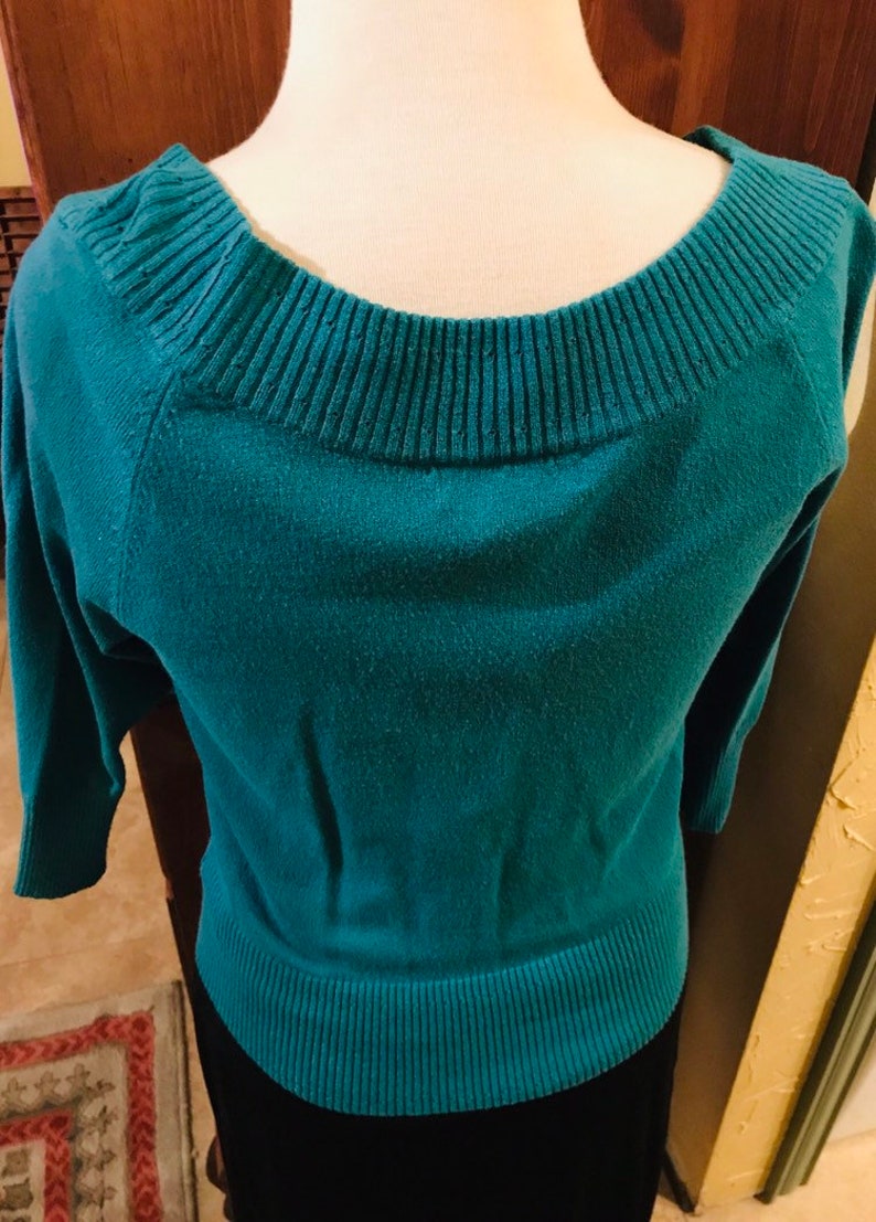 Vintage Teal Nine West Elbow Sleeve Cardigan Etsy Israel