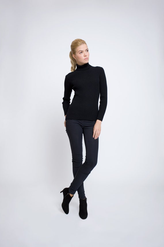 black merino wool sweater womens