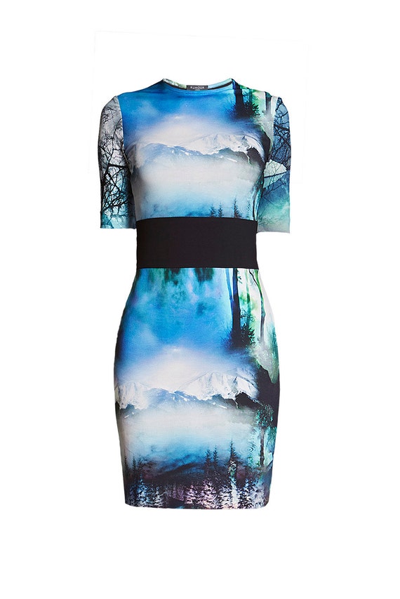 Soft Jersey Dress With Landscape Print MERIBEL by Rumour London - Etsy