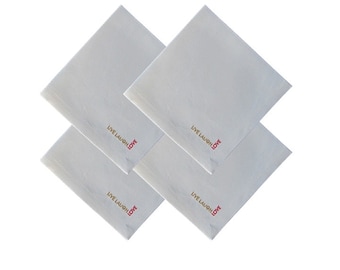 Set of 4 Embroidered Linen Napkins – Live Laugh Love / Table linen / Embroidered linen napkins