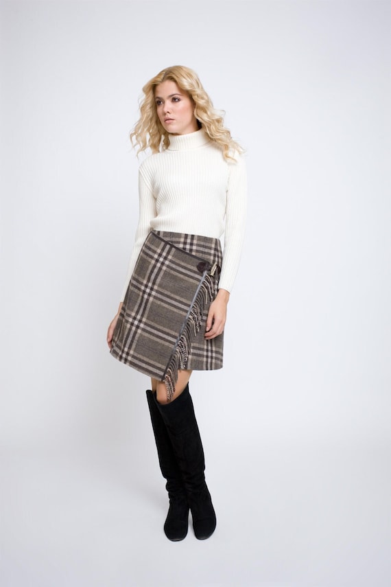 Check Wool-blend Mini Skirt, Plaid Skirt With Fringe, Isla Skirt by Rumour  London - Etsy