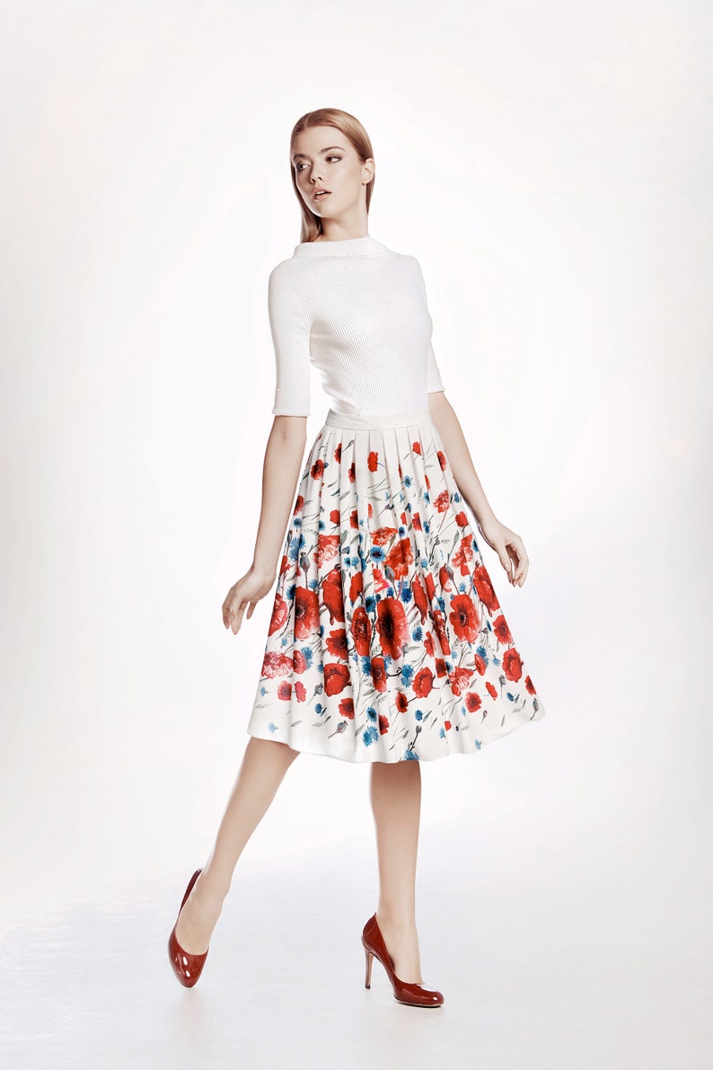 Floral print midi skirt POPPY by Rumour London