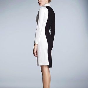 Block Monochrome Soft Jersey Jress with Asymmetric Hem , Long Sleeve Dress DAY&NIGHT by Rumour London image 3