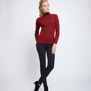 Red Ribbed Turtleneck Sweater , Red Jumper  MIA by Rumour London