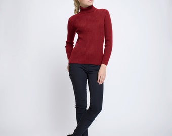 Red Ribbed Turtleneck Sweater , Red Jumper  MIA by Rumour London