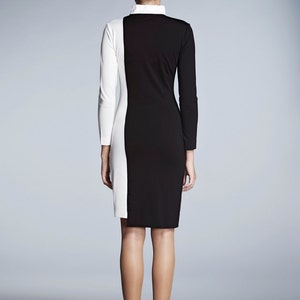 Block Monochrome Soft Jersey Jress with Asymmetric Hem , Long Sleeve Dress DAY&NIGHT by Rumour London image 4