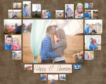 heart photo collage template psd wedding gift anniversary gift valentines day gift gift for her size 40x40 20x20 10x10
