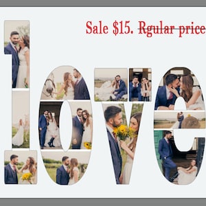Letters Custom Photo Collage. Mother's day gift. Valentine's day gift. Wedding gift. Anniversary gift. Gift for her