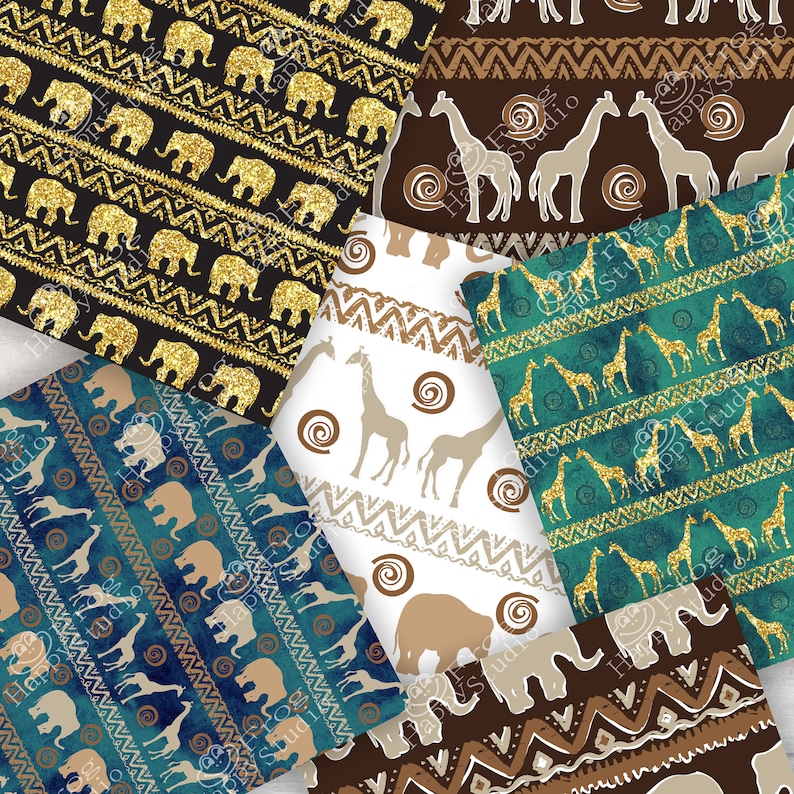 12 African Animals Digital SEAMLESS Paper Pack INSTANT DOWNLOAD ...