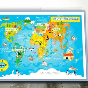 Creche Imprimable Monde Animal Carte Affiche Enfants Monde Etsy