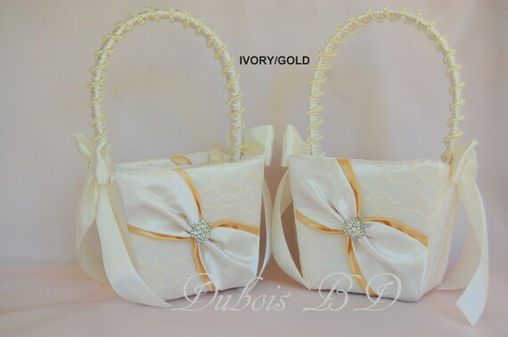 gold flower girl baskets