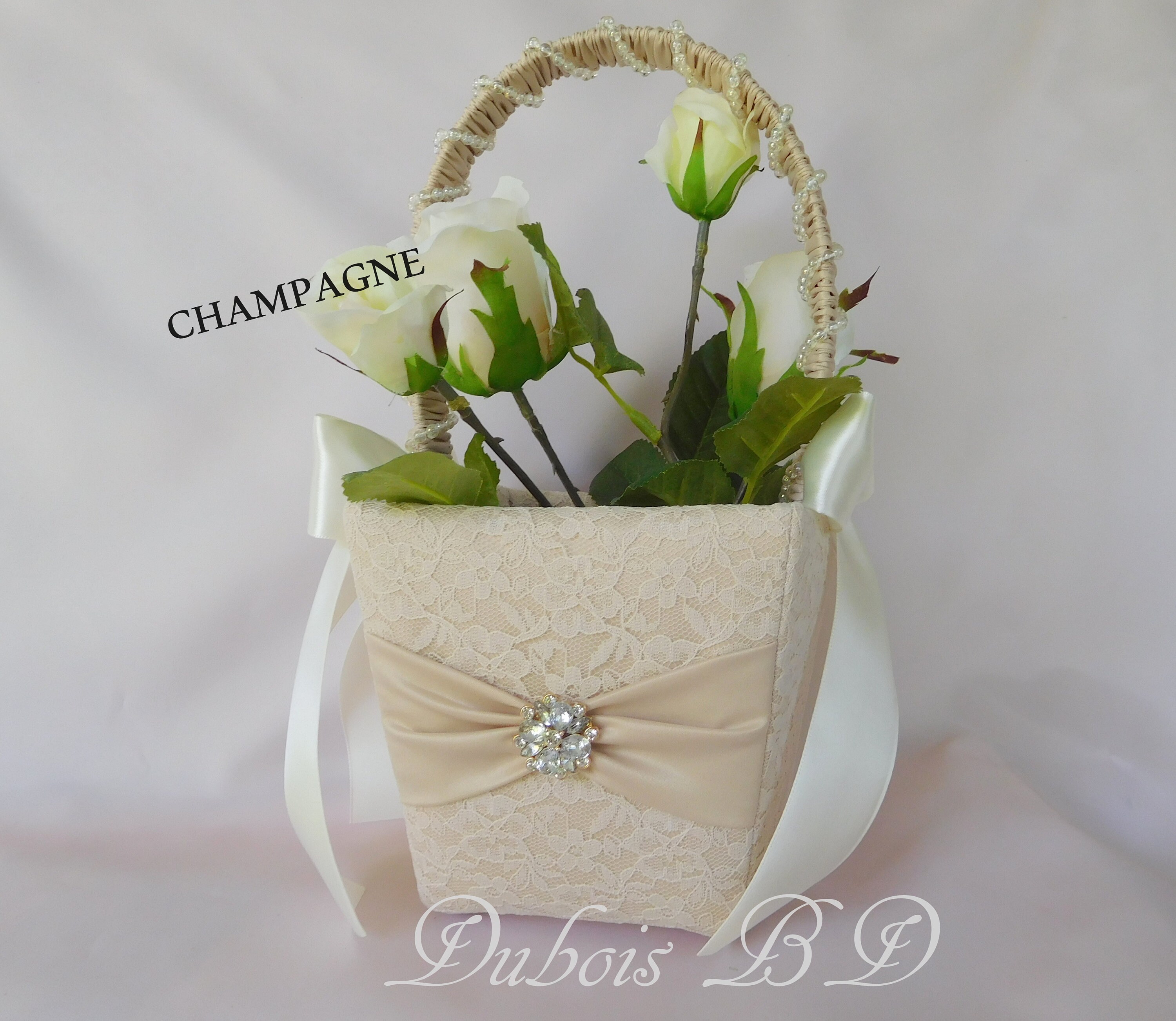 champagne flower girl basket