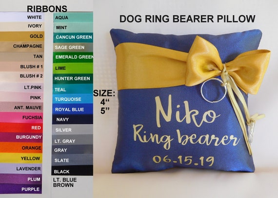 Wedding pillow Dog Ring pillow Personalized dog Ring Bearer Pillow 